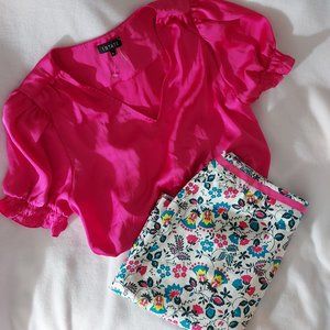 BODEN Pencil Skirt White garden floral teal, bright pink, yellow U.S. SZ14 NEW